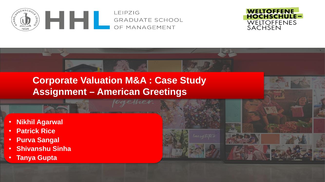 American Greetings: corporate valuation and M&A case cover slide